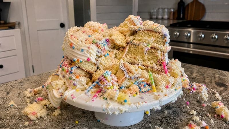 AI-generated cake disaster prank image by ViralPrank