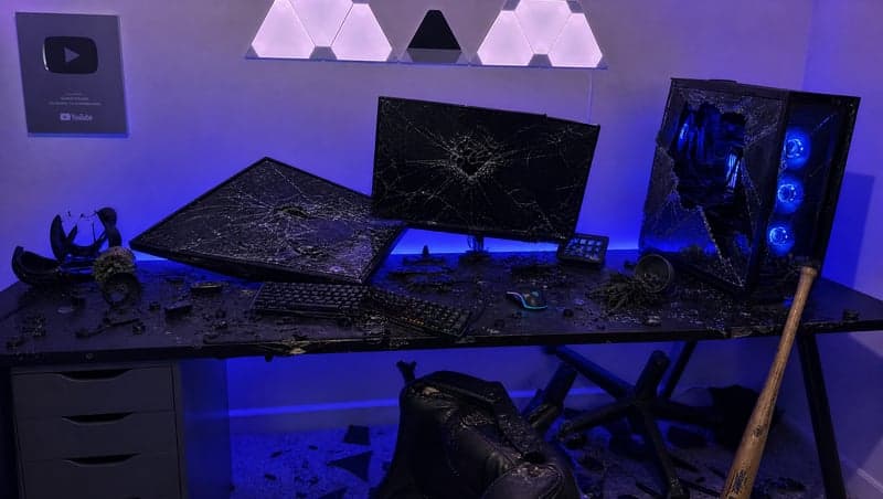 AI-generated trashed desk prank image by ViralPrank
