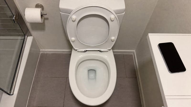 Reference photo before AI prank — Phone in toilet
